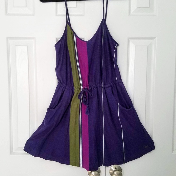 Roxy Dresses & Skirts - Roxy Striped Dress Purple, Blue, Green w/ Pockets